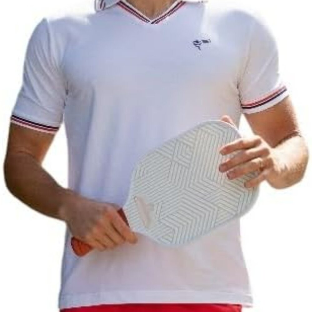 NWT Medium PBJ The Pickleball Highlife Men’s Retro Performance Polo – White